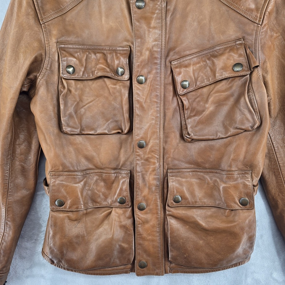 Polo Ralph Lauren‎ SOUTHBURY MENS BROWN CALF LEATHER MOTORCYCLE JACKET Medium - Picture 3 of 16